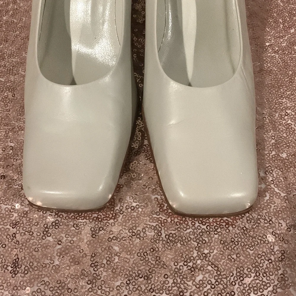 Kenneth Cole New York Square Toe Wooden Block Heel Pumps - Size 7.5 - Picture 4 of 7
